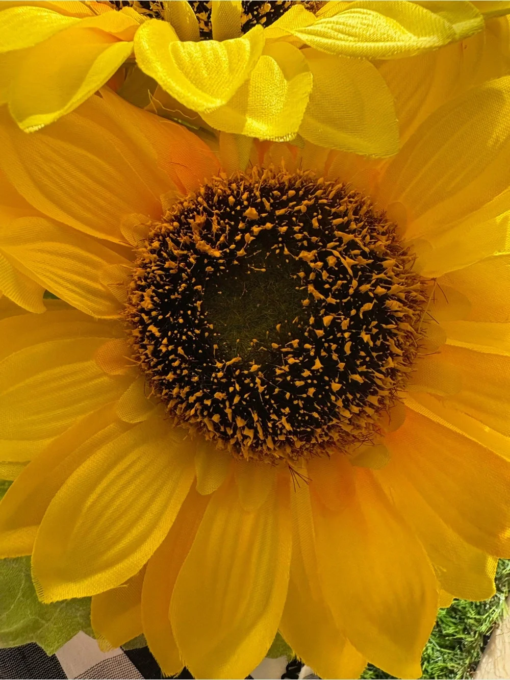 Yellow Sunflower Bouquet with Buffalo Check Ribbon in Tin Watering Can